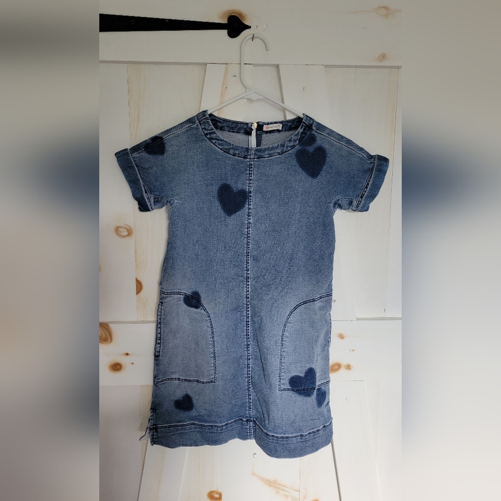 J.Crew Denim Heart Print Kids Dress